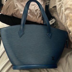 Authentic Louis Vuitton Epi bag in blue with matching wallet